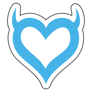 Heart With Horns Sticker (Baby Blue)